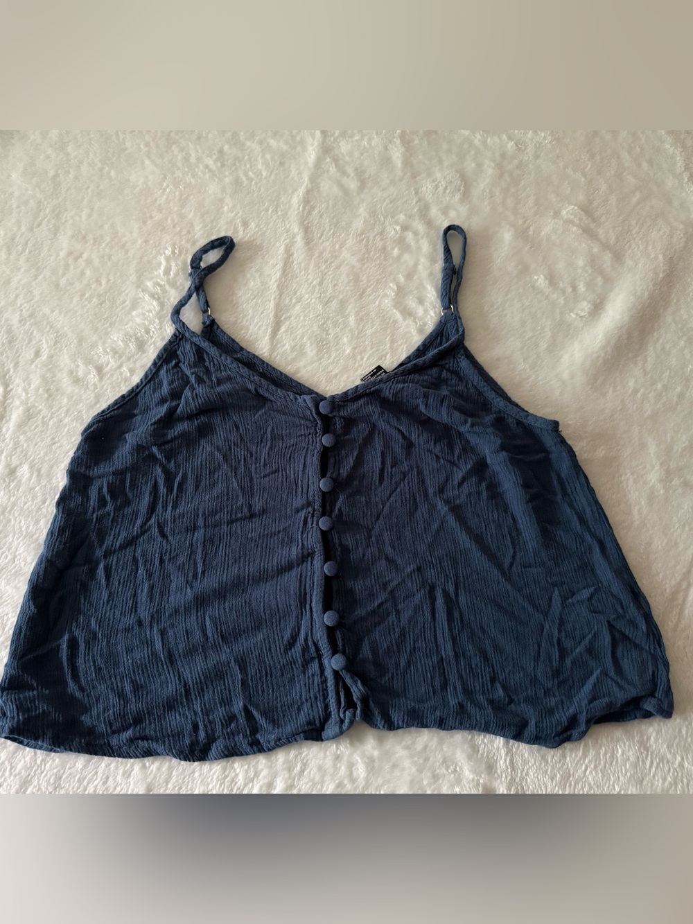 Forever 21 Crepe Fabric Navy Blue Cropped Strappy Top M